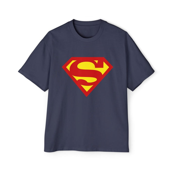 Men's Heavy Oversized Superman Tee - Heroic Graphic Shirt for Comic Fans - S - Midnight Blue - Men's Heavy Oversized Superman Tee - Heroic Graphic Shirt for Comic Fans - Tatoo Tee