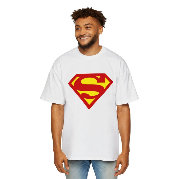 Men's Heavy Oversized Superman Tee - Heroic Graphic Shirt for Comic Fans - S - White - Men's Heavy Oversized Superman Tee - Heroic Graphic Shirt for Comic Fans - Tatoo Tee