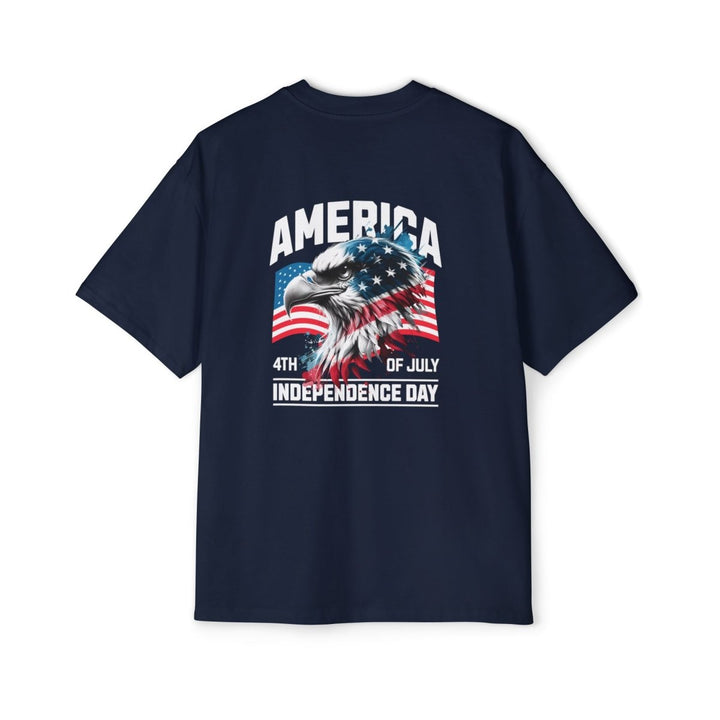 Men's Heavy Oversized Tee - 4th of July Eagle Design - S - Midnight Blue - Men's Heavy Oversized Tee - 4th of July Eagle Design - Tatoo Tee