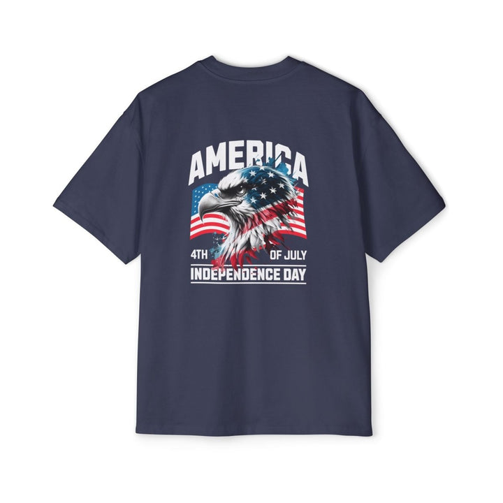Men's Heavy Oversized Tee - 4th of July Eagle Design - S - Midnight Blue - Men's Heavy Oversized Tee - 4th of July Eagle Design - Tatoo Tee