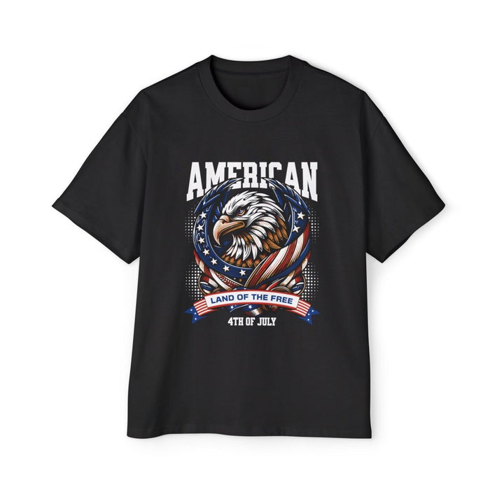 Men's Heavy Oversized Tee - American Eagle 4th of July T-Shirt - S - Black - Men's Heavy Oversized Tee - American Eagle 4th of July T-Shirt - Tatoo Tee