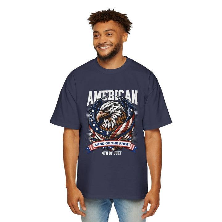 Men's Heavy Oversized Tee - American Eagle 4th of July T-Shirt - S - Midnight Blue - Men's Heavy Oversized Tee - American Eagle 4th of July T-Shirt - Tatoo Tee