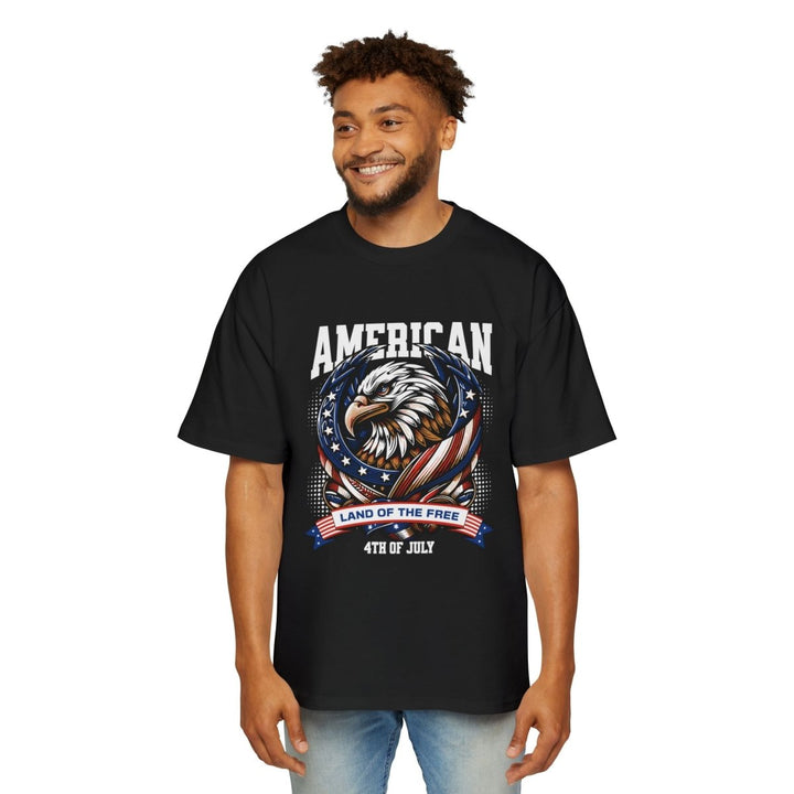 Men's Heavy Oversized Tee - American Eagle 4th of July T-Shirt - S - Midnight Blue - Men's Heavy Oversized Tee - American Eagle 4th of July T-Shirt - Tatoo Tee