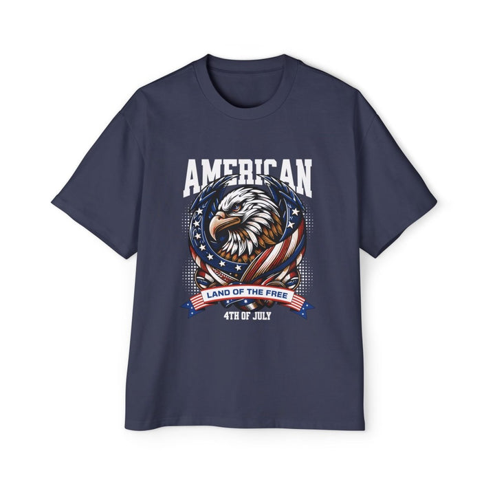 Men's Heavy Oversized Tee - American Eagle 4th of July T-Shirt - S - Midnight Blue - Men's Heavy Oversized Tee - American Eagle 4th of July T-Shirt - Tatoo Tee