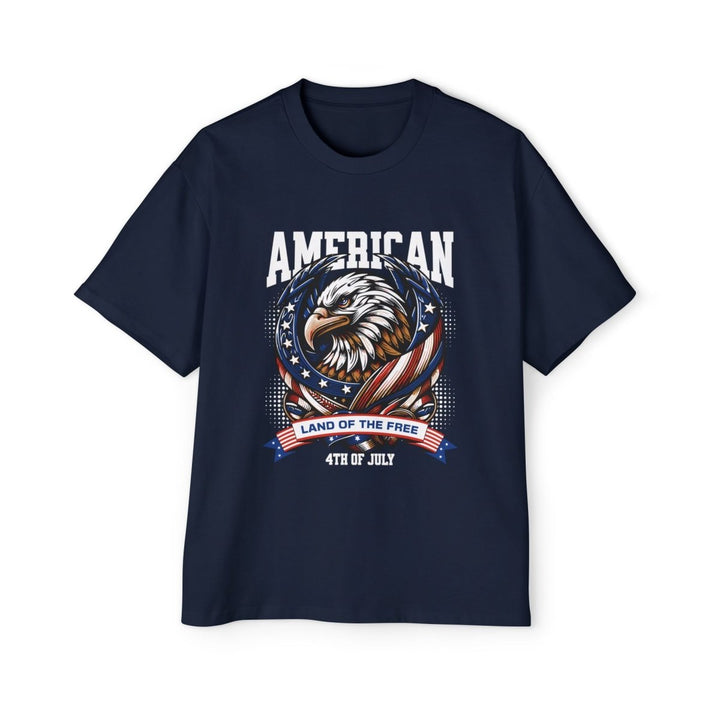 Men's Heavy Oversized Tee - American Eagle 4th of July T-Shirt - S - Navy - Men's Heavy Oversized Tee - American Eagle 4th of July T-Shirt - Tatoo Tee