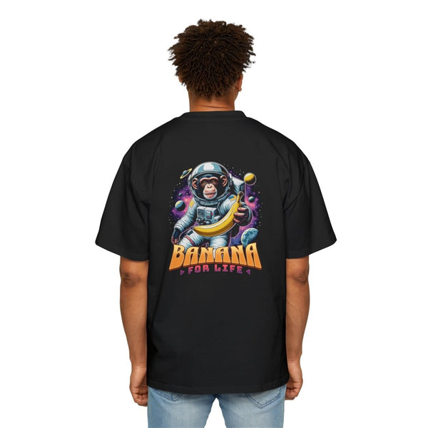 Men's Heavy Oversized Tee - 'Banana For Life' Astronaut Graphic Tee - S - Black - Men's Heavy Oversized Tee - 'Banana For Life' Astronaut Graphic Tee - Tatoo Tee