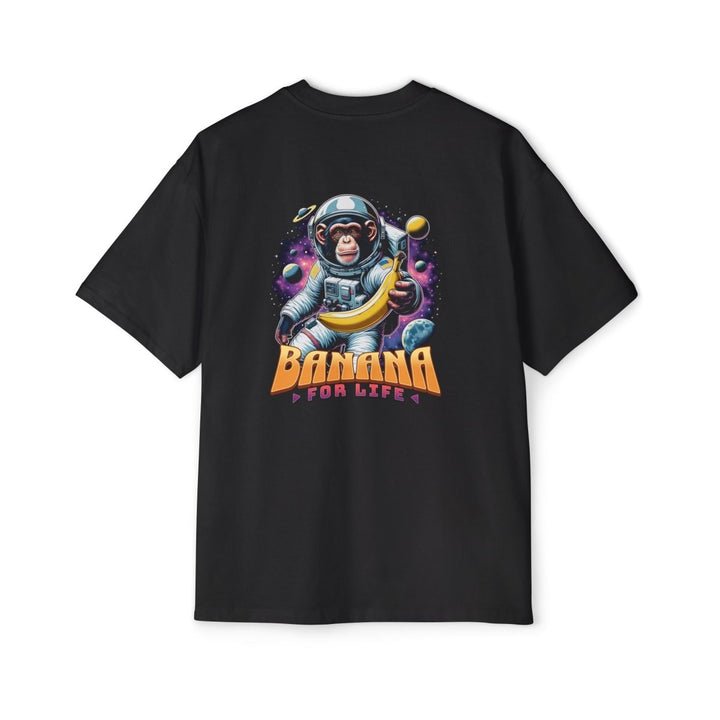 Men's Heavy Oversized Tee - 'Banana For Life' Astronaut Graphic Tee - S - Black - Men's Heavy Oversized Tee - 'Banana For Life' Astronaut Graphic Tee - Tatoo Tee