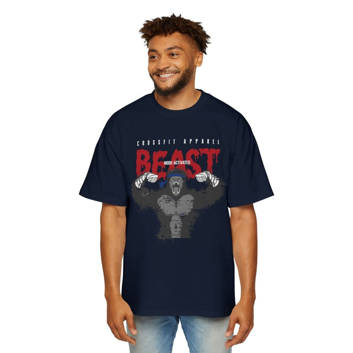 Men's Heavy Oversized Tee - Beast Mode Activated Workout Tee - S - Midnight Blue - Men's Heavy Oversized Tee - Beast Mode Activated Workout Tee - Tatoo Tee
