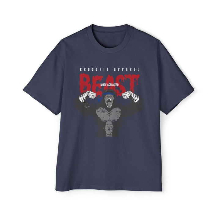 Men's Heavy Oversized Tee - Beast Mode Activated Workout Tee - S - Midnight Blue - Men's Heavy Oversized Tee - Beast Mode Activated Workout Tee - Tatoo Tee