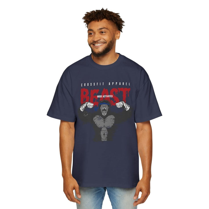Men's Heavy Oversized Tee - Beast Mode Activated Workout Tee - S - Midnight Blue - Men's Heavy Oversized Tee - Beast Mode Activated Workout Tee - Tatoo Tee