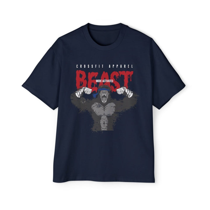 Men's Heavy Oversized Tee - Beast Mode Activated Workout Tee - S - Navy - Men's Heavy Oversized Tee - Beast Mode Activated Workout Tee - Tatoo Tee