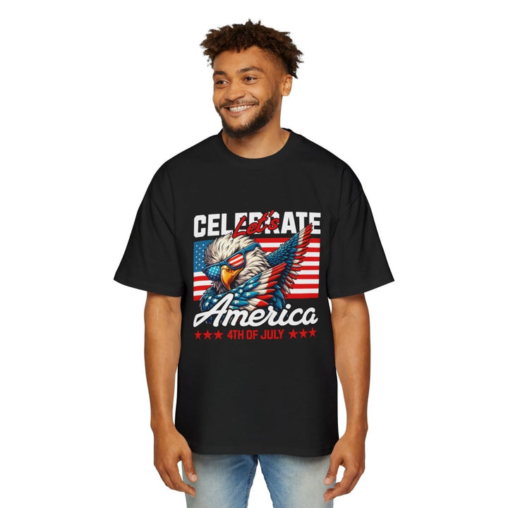 Men's Heavy Oversized Tee - Celebrate America 4th of July Shirt - S - Black - Men's Heavy Oversized Tee - Celebrate America 4th of July Shirt - Tatoo Tee