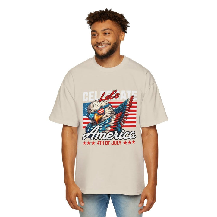 Men's Heavy Oversized Tee - Celebrate America 4th of July Shirt - S - Midnight Blue - Men's Heavy Oversized Tee - Celebrate America 4th of July Shirt - Tatoo Tee