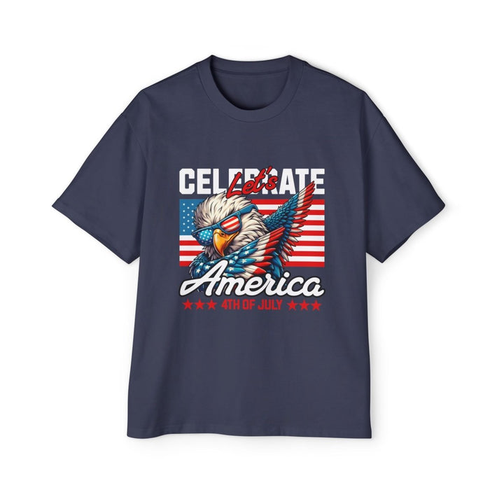 Men's Heavy Oversized Tee - Celebrate America 4th of July Shirt - S - Midnight Blue - Men's Heavy Oversized Tee - Celebrate America 4th of July Shirt - Tatoo Tee
