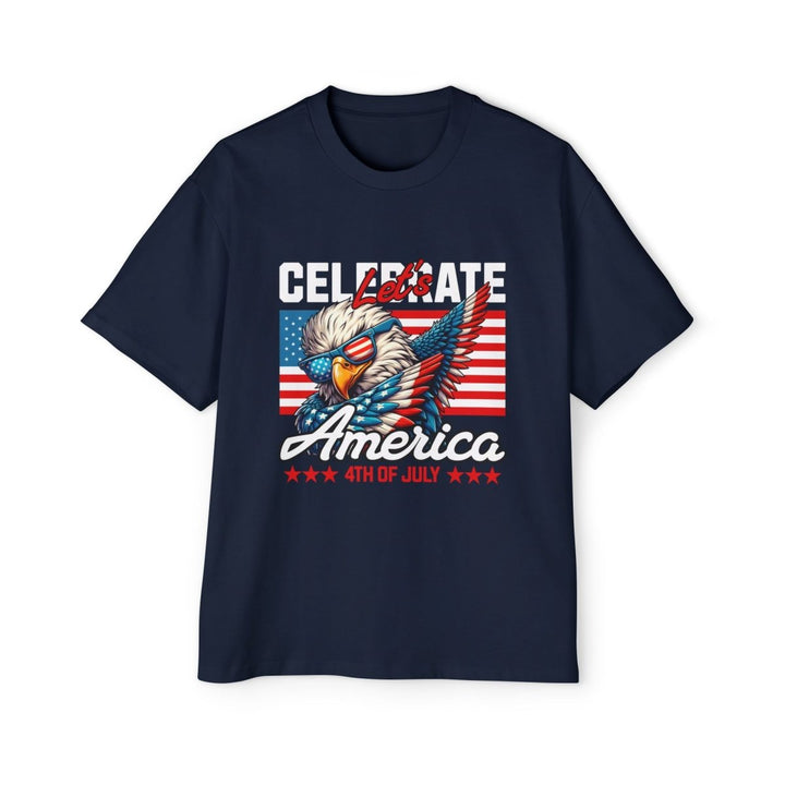 Men's Heavy Oversized Tee - Celebrate America 4th of July Shirt - S - Navy - Men's Heavy Oversized Tee - Celebrate America 4th of July Shirt - Tatoo Tee