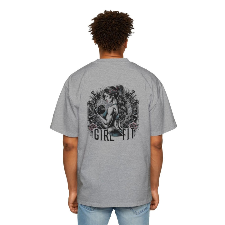 Men's Heavy Oversized Tee: Gym Fit, Casual Wear, Fitness Gift, Workout Apparel, Graphic Tee with Girl Fit Design - S - Athletic Heather - Men's Heavy Oversized Tee: Gym Fit, Casual Wear, Fitness Gift, Workout Apparel, Graphic Tee with Girl Fit Design - Tatoo Tee