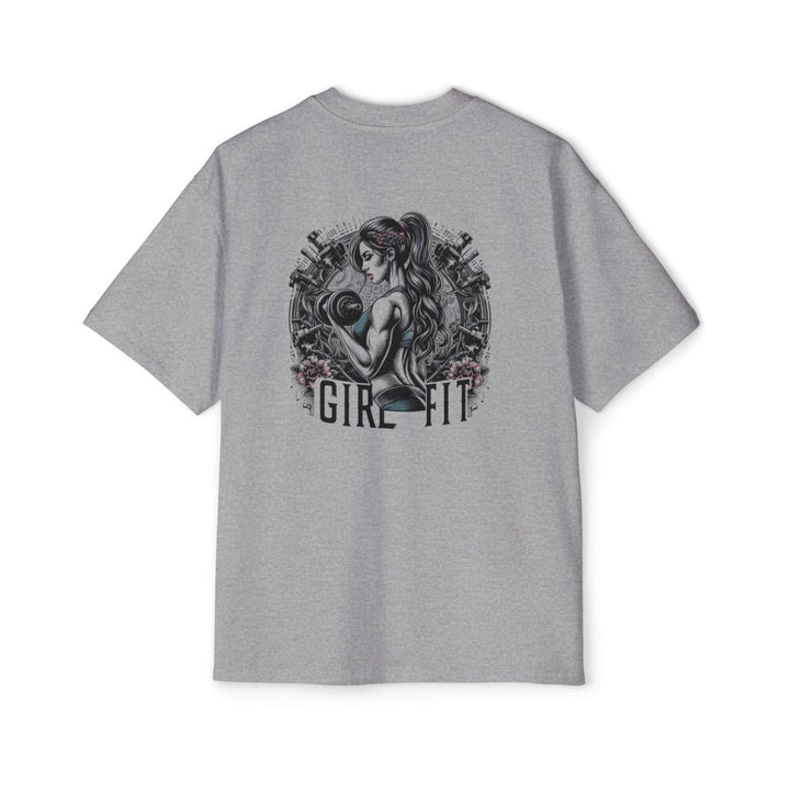 Men's Heavy Oversized Tee: Gym Fit, Casual Wear, Fitness Gift, Workout Apparel, Graphic Tee with Girl Fit Design - S - Athletic Heather - Men's Heavy Oversized Tee: Gym Fit, Casual Wear, Fitness Gift, Workout Apparel, Graphic Tee with Girl Fit Design - Tatoo Tee