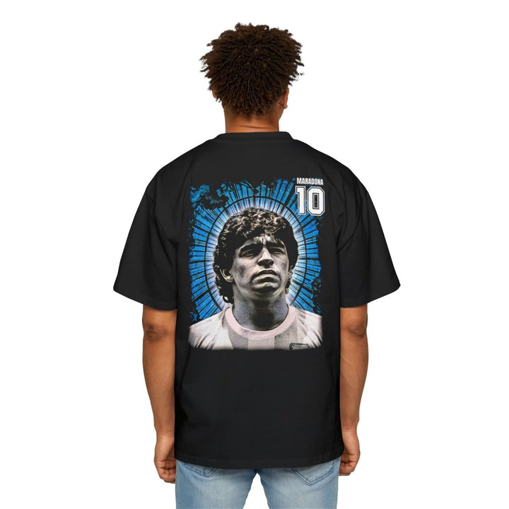 Men's Heavy Oversized Tee - Retro Diego Maradona Graphic Shirt - S - Black - Men's Heavy Oversized Tee - Retro Diego Maradona Graphic Shirt - Tatoo Tee