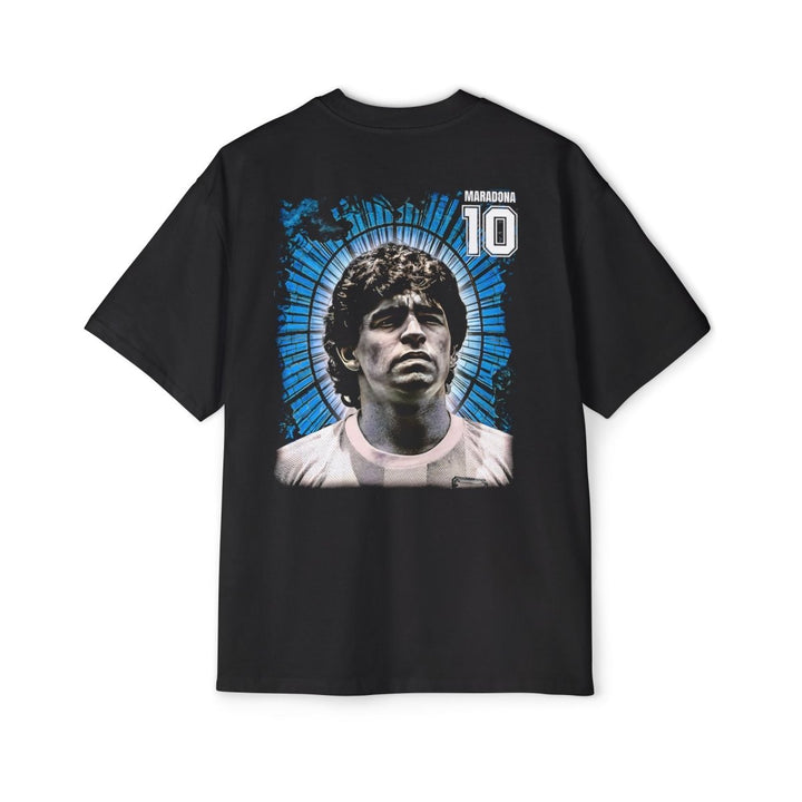 Men's Heavy Oversized Tee - Retro Diego Maradona Graphic Shirt - S - Black - Men's Heavy Oversized Tee - Retro Diego Maradona Graphic Shirt - Tatoo Tee