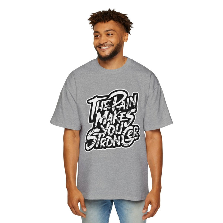 Men's Heavy Oversized Tee - "The Pain Makes You Stronger" Motivational Graphic Shirt - S - Midnight Blue - Men's Heavy Oversized Tee - "The Pain Makes You Stronger" Motivational Graphic Shirt - Tatoo Tee
