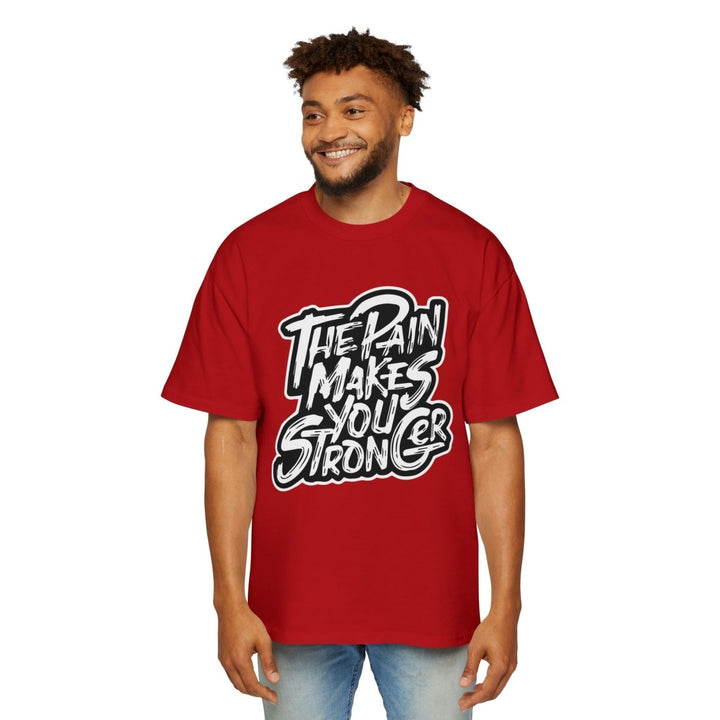 Men's Heavy Oversized Tee - "The Pain Makes You Stronger" Motivational Graphic Shirt - S - Midnight Blue - Men's Heavy Oversized Tee - "The Pain Makes You Stronger" Motivational Graphic Shirt - Tatoo Tee