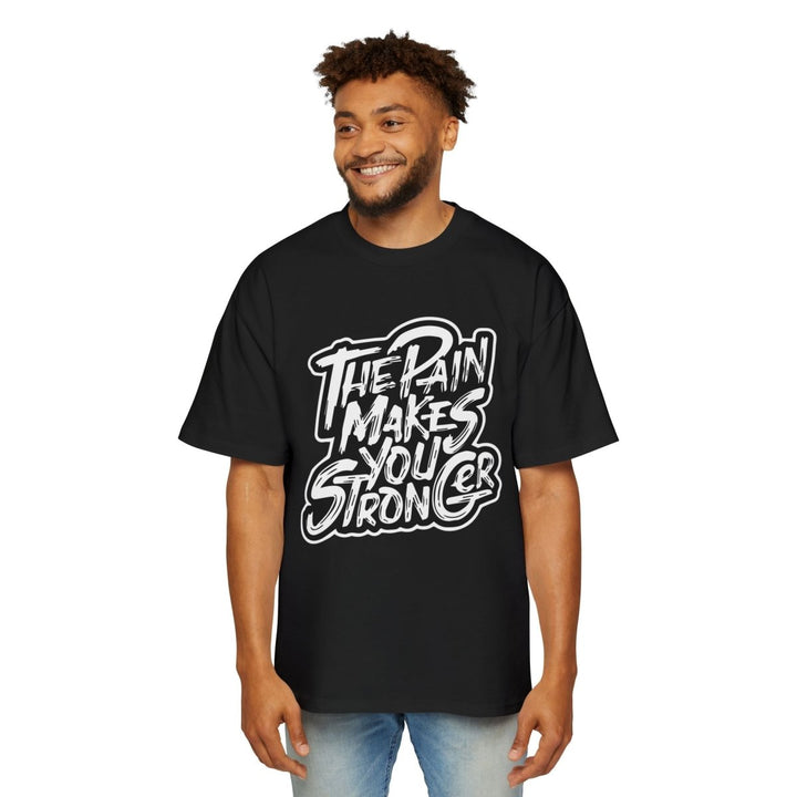 Men's Heavy Oversized Tee - "The Pain Makes You Stronger" Motivational Graphic Shirt - S - Midnight Blue - Men's Heavy Oversized Tee - "The Pain Makes You Stronger" Motivational Graphic Shirt - Tatoo Tee