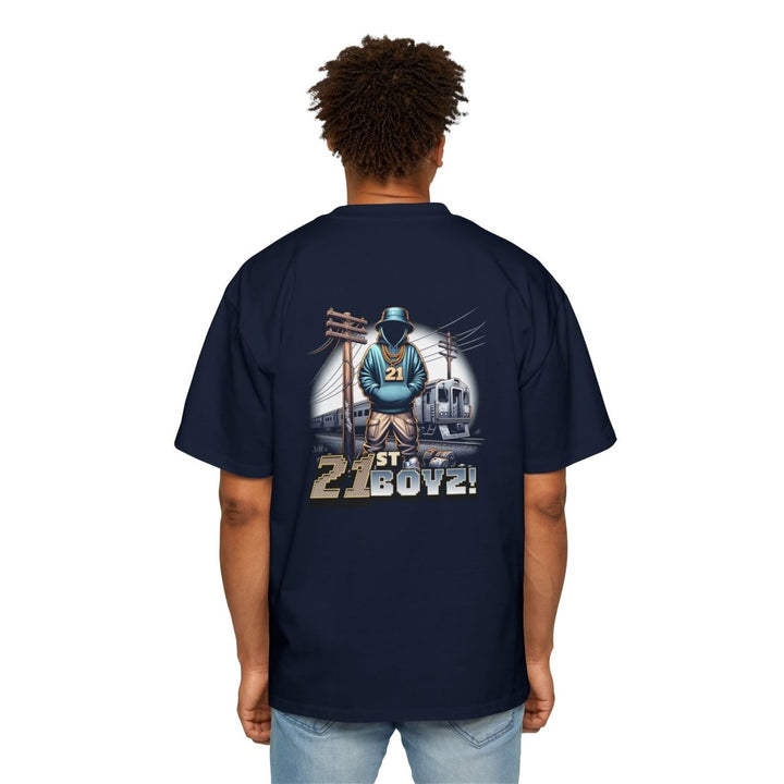 Men's Heavy Oversized Tee with 21st Boyz Design - Casual Streetwear, Graphic Tee, Cool Gift, Summer Fashion, Unique Statement Shirt - S - Navy - Men's Heavy Oversized Tee with 21st Boyz Design - Casual Streetwear, Graphic Tee, Cool Gift, Summer Fashion, Unique Statement Shirt - Tatoo Tee