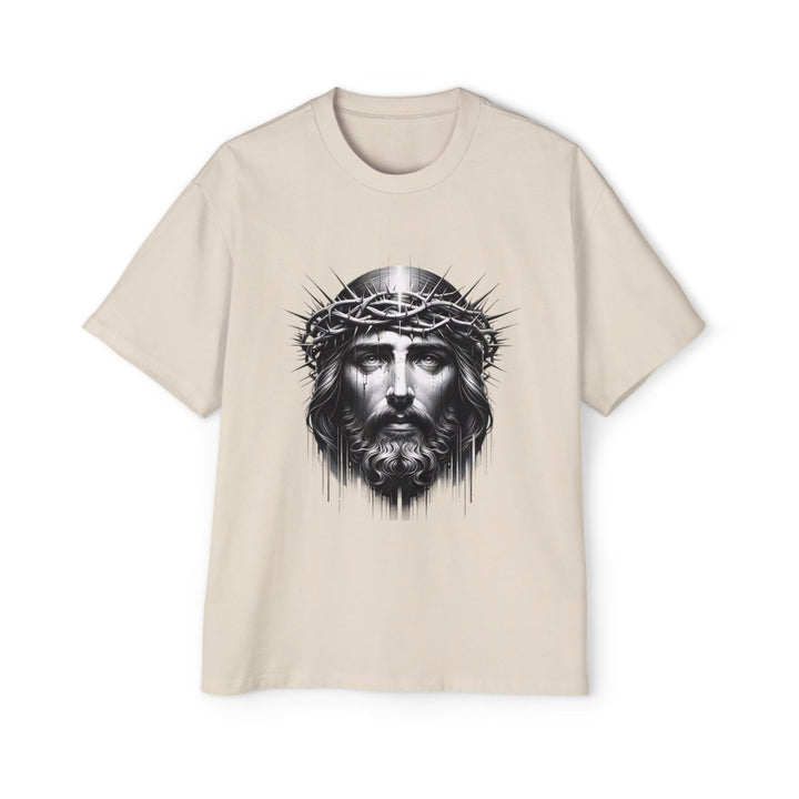 Men's Jesus Oversized Graphic Tee - Religious Art, Casual Fashion - S - Midnight Blue - Men's Jesus Oversized Graphic Tee - Religious Art, Casual Fashion - Tatoo Tee