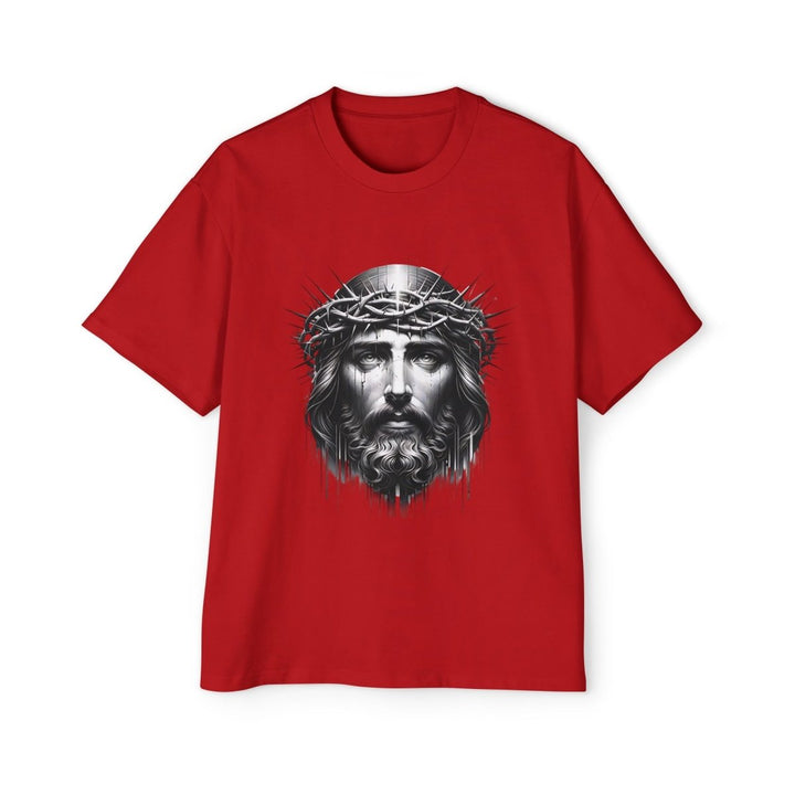Men's Jesus Oversized Graphic Tee - Religious Art, Casual Fashion - S - Midnight Blue - Men's Jesus Oversized Graphic Tee - Religious Art, Casual Fashion - Tatoo Tee