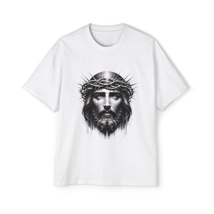 Men's Jesus Oversized Graphic Tee - Religious Art, Casual Fashion - S - Midnight Blue - Men's Jesus Oversized Graphic Tee - Religious Art, Casual Fashion - Tatoo Tee