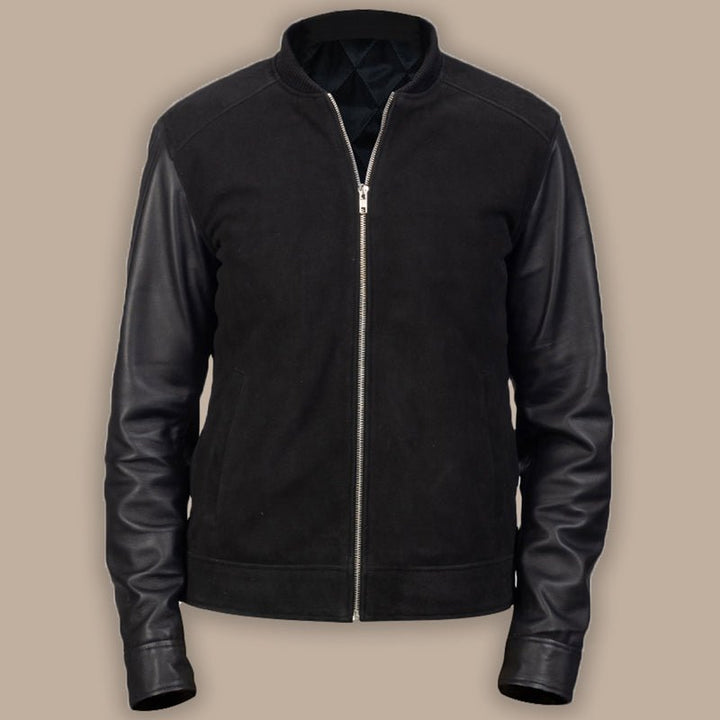 Mens Jet Black Bomber Jacket - S - Mens Jet Black Bomber Jacket - Tatoo Tee