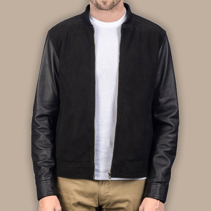 Mens Jet Black Bomber Jacket - S - Mens Jet Black Bomber Jacket - Tatoo Tee