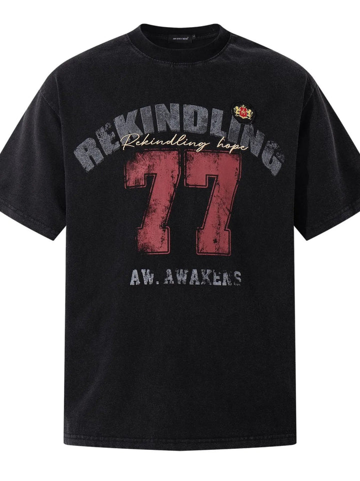 Men's Number 77 Oversized T-Shirt - Black - M - 3a500dba8d2e48de941d7cc54967249c - Max - Origin - Tatoo Tee