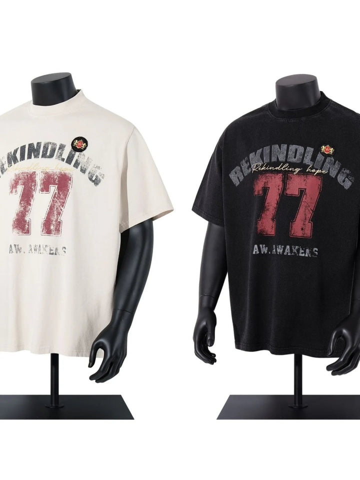 Men's Number 77 Oversized T-Shirt - Black - M - dae9ecb8953c458caf0d0b4735a76926 - Max - Origin - Tatoo Tee