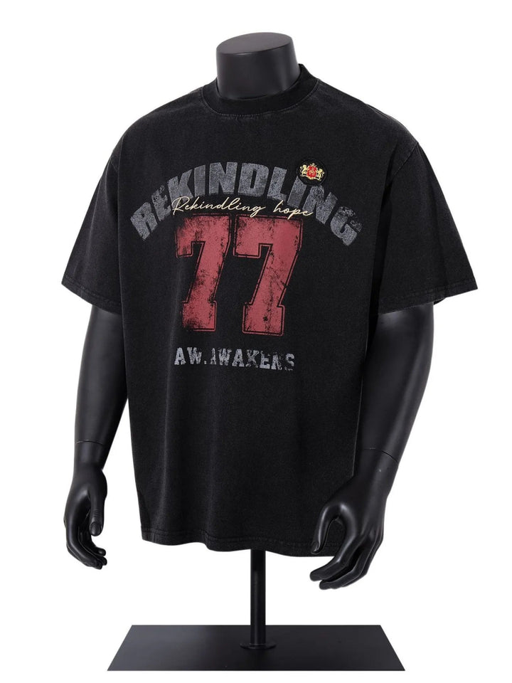 Men's Number 77 Oversized T-Shirt - Black - M - 0fb39094d75a4a85b7e563c4fe582692 - Max - Origin - Tatoo Tee