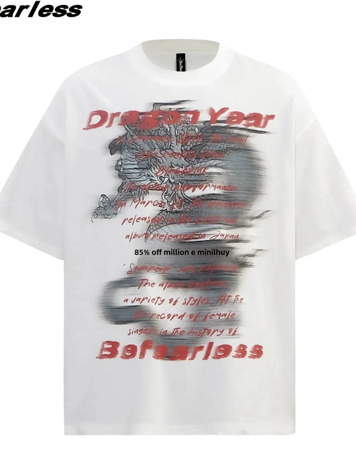 Men's Oversized Dragon Graphic T-Shirt - White - S - bc49d86aed374cb2891d0f68028d995a - Max - Origin - Tatoo Tee