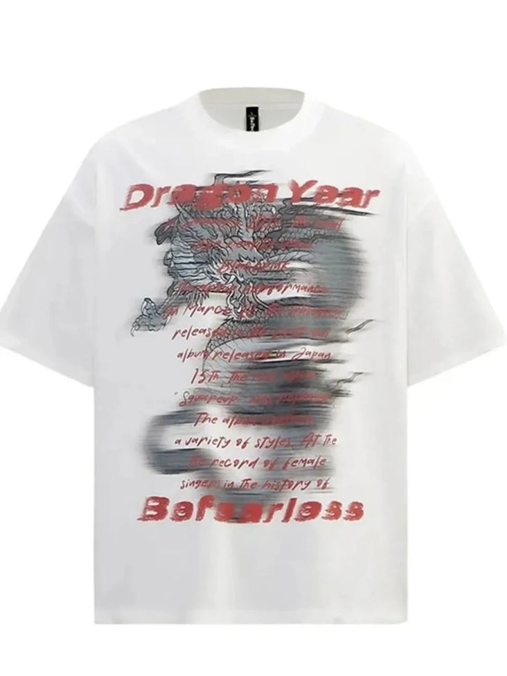 Men's Oversized Dragon Graphic T-Shirt - White - S - ab75fc59 - 7ea5 - 42c6 - 872b - a44aec1530c9 - Max - Origin - Tatoo Tee