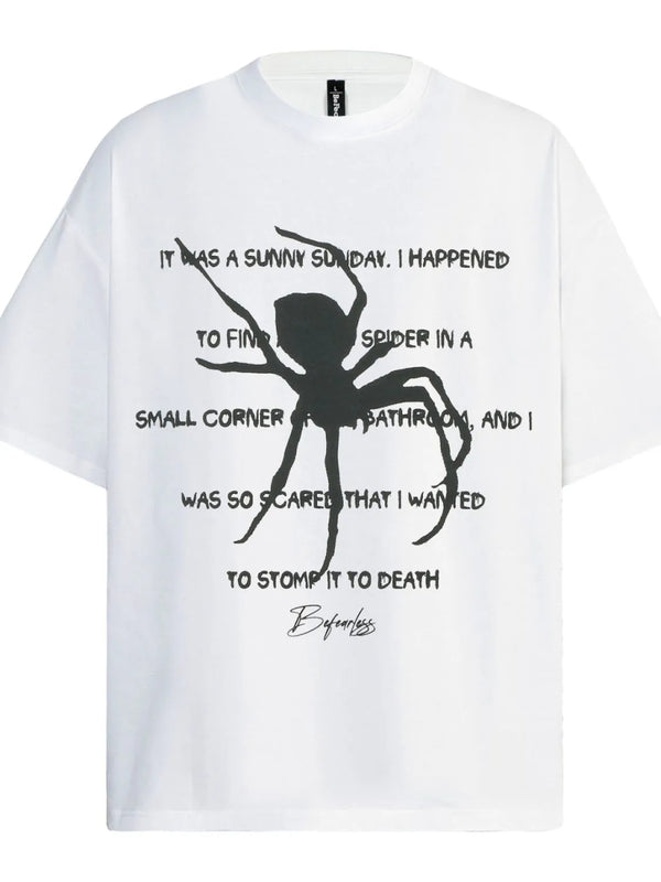 Men's Oversized Gothic Spider Graphic T-Shirt - White - S - bea56db8 - 7411 - 4387 - 969e - c8a30709c76c - Max - Origin - Tatoo Tee
