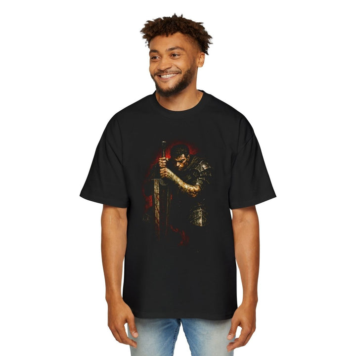 Men's Oversized Graphic Tee - Warrior Design, Comfortable Casual Wear Unisex Fashion - S - Black - Men's Oversized Graphic Tee - Warrior Design, Comfortable Casual Wear Unisex Fashion - Tatoo Tee