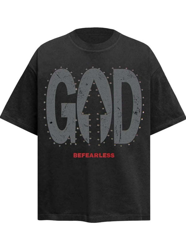 Men's Oversized Letter Graphic T-Shirt - Black - S - fe49314bb33f4d73867497a38eaf1dcb - Max - Origin - Tatoo Tee