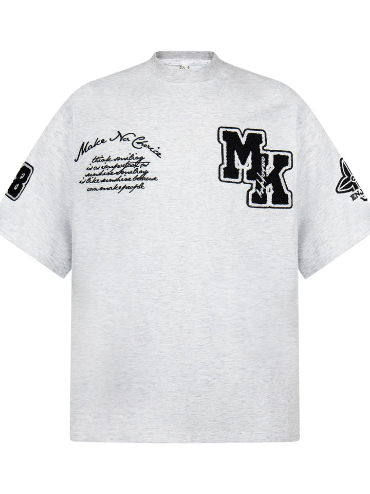 Men's Oversized Letter Short Sleeve T-Shirt - Flower Gray - M - d55d08661dbb49b59bdab4058c422682 - Max - Origin - Tatoo Tee