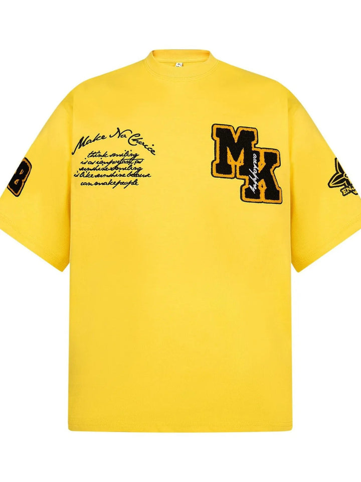Men's Oversized Letter Short Sleeve T-Shirt - Yellow - M - 831c7e59b90d45a4aec5d04058fb233f - Max - Origin - Tatoo Tee