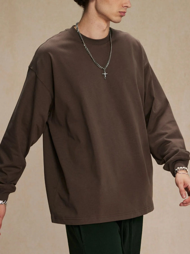 Men's Oversized Long Sleeve T-Shirt - Brown - S - d0e0adf2 - 096d - 4437 - 86a4 - 2151c7d3fa56 - Max - Origin - Tatoo Tee