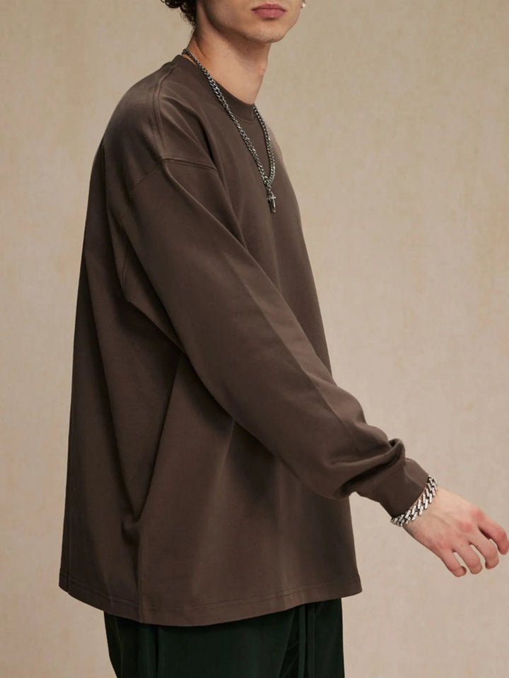 Men's Oversized Long Sleeve T-Shirt - Brown - S - 05f42457 - aa61 - 43da - b2ab - c6703870e85c - Max - Origin - Tatoo Tee