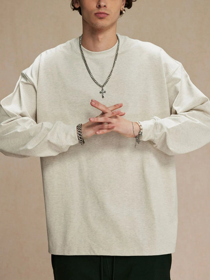 Men's Oversized Long Sleeve T-Shirt - Oat Gray - S - 90ddf66d - 52c3 - 442b - bb9a - d15c5d294bb5 - Max - Origin - Tatoo Tee