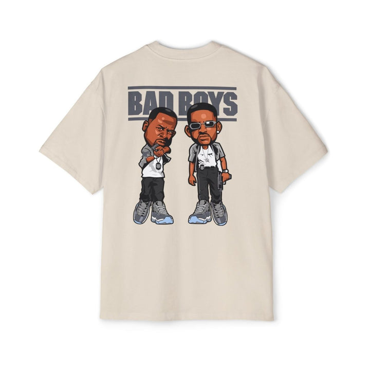 Men's Oversized Tee - 'Bad Boys' Graphic Shirt for Casual Style - S - Ecru - Men's Oversized Tee - 'Bad Boys' Graphic Shirt for Casual Style - Tatoo Tee