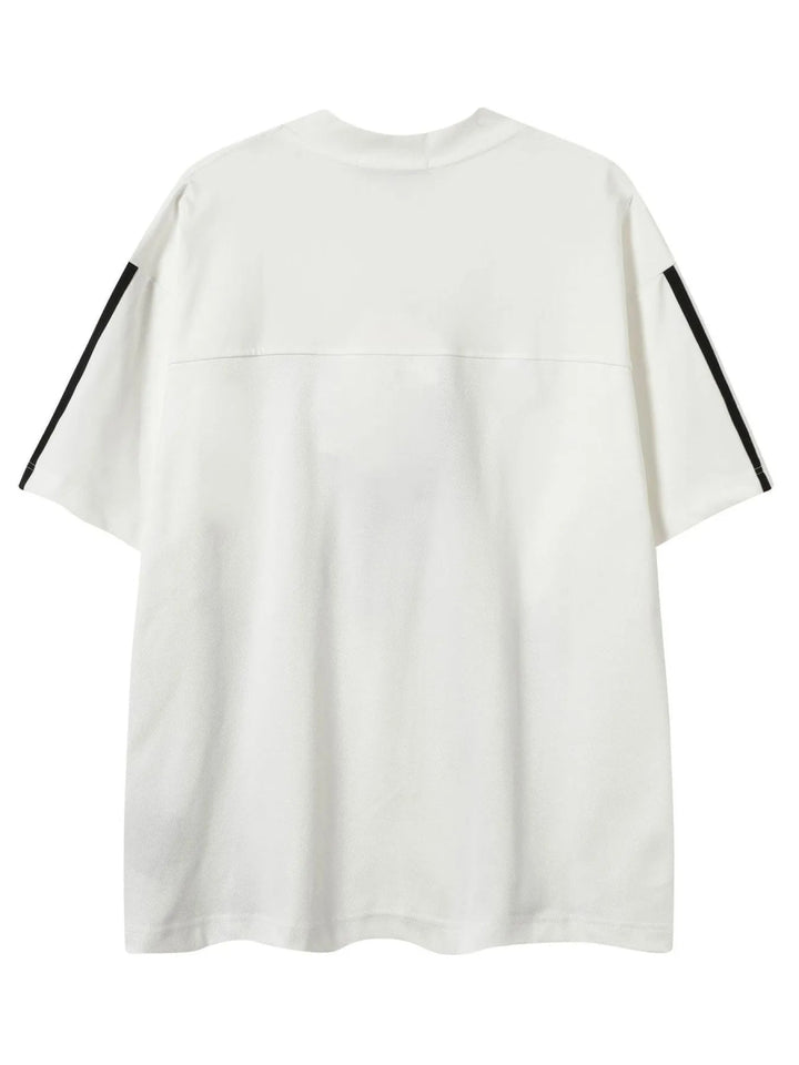 Men's Oversized V - Neck T-Shirt with Striped Details - White - M - 7d1a6ebd57854f3899042f6f47d5d4a1 - Max - Origin - Tatoo Tee