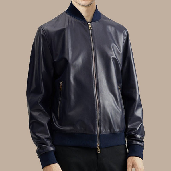 Mens Oxford Blue Bomber Jacket - S - Mens Oxford Blue Bomber Jacket - Tatoo Tee