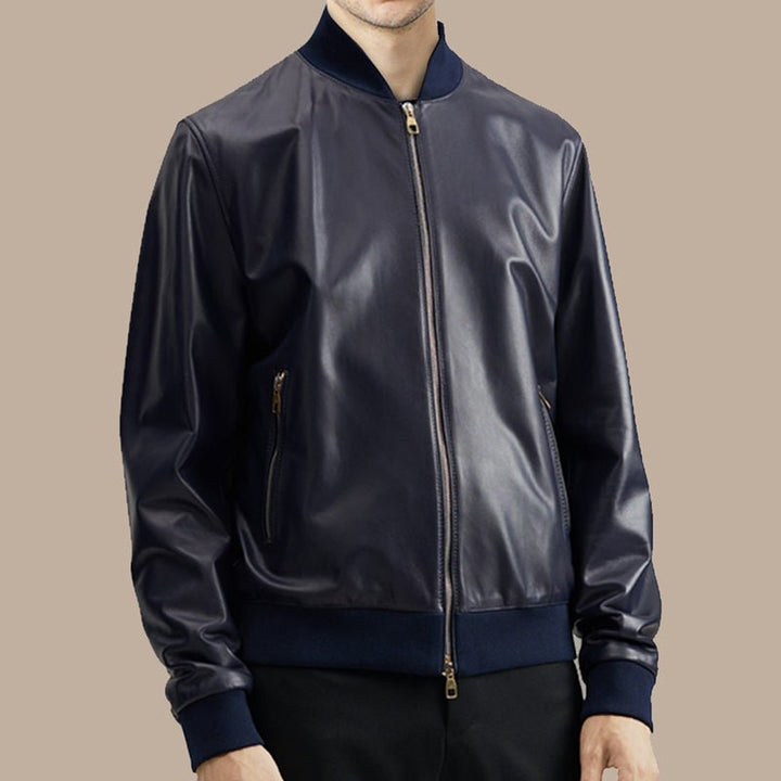 Mens Oxford Blue Bomber Jacket - S - Mens Oxford Blue Bomber Jacket - Tatoo Tee