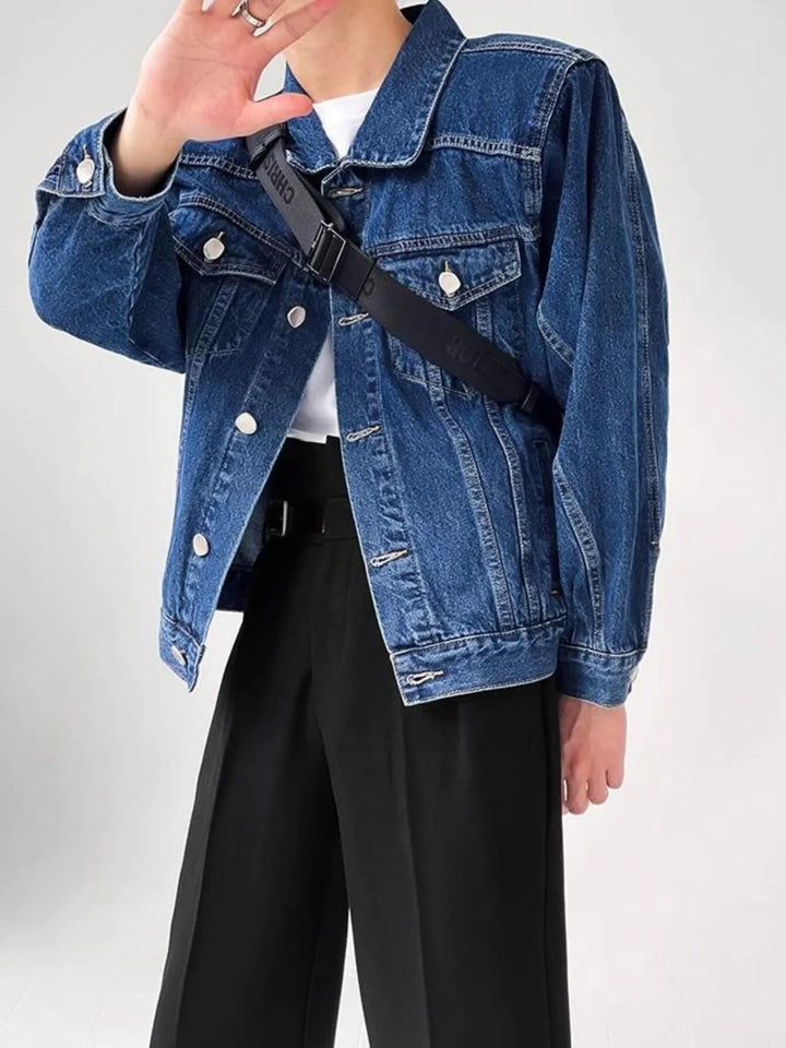 Men's Plus Size Button Up Long Sleeve Denim Jacket - Dark Blue - M - 57d10cccc0654d00a5bcd92e8510aa2d - Max - Origin - Tatoo Tee